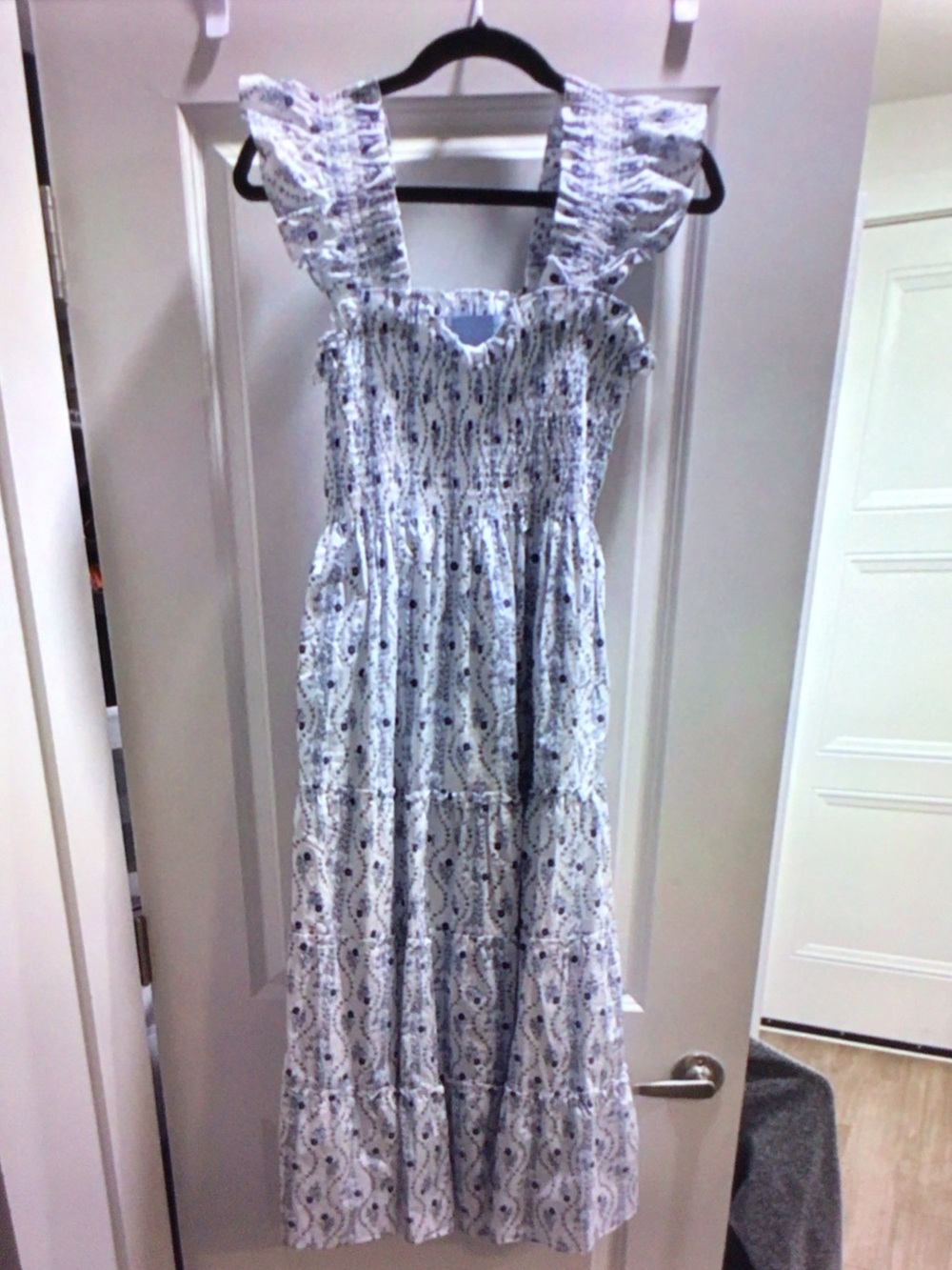 Hill House Home Paisley Smocked Maxi Dress with Ruffle Straps - Blue